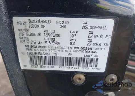 2002 Jeep Liberty Sport z USA, uszkodzony, nr VIN 1J4GL48K52W102813